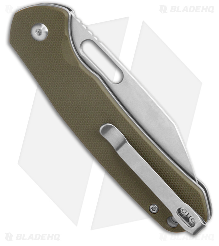 CJRB Cutlery Pyrite-Alt Wharncliffe Button Lock Knife Green G-10 (3.1" SW) 