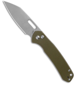 CJRB Cutlery Pyrite-Alt Wharncliffe Button Lock Knife Green G-10 (3.1" SW) 