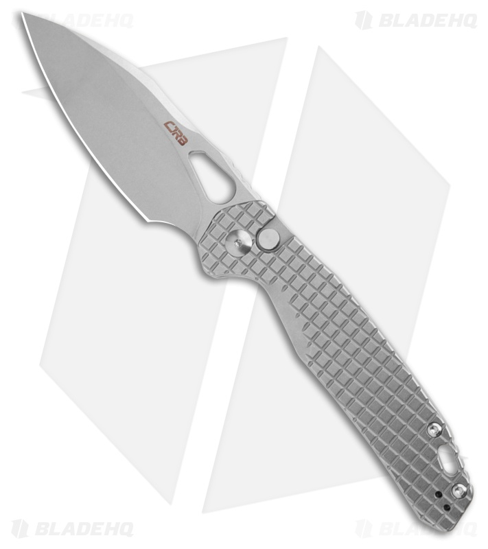 CJRB Frack Button Lock Knife Frag Pattern SS (3.9" Stonewash AR-RPM9)