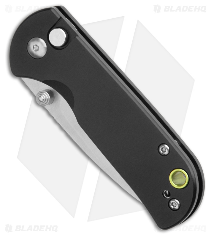CJRB Cutlery Mica Button Lock Knife Black Aluminum - Blade HQ