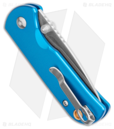 CJRB Cutlery Mica Button Lock Knife Blue Aluminum (2.4" Satin AR-RPM9) *DISC*