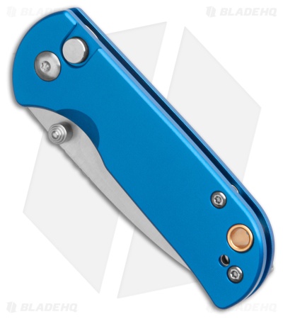 CJRB Cutlery Mica Button Lock Knife Blue Aluminum (2.4" Satin AR-RPM9) *DISC*