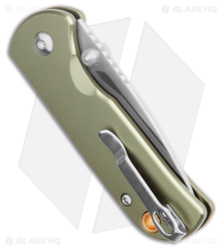 CJRB Cutlery Mica Button Lock Knife Green Aluminum (2.4" Satin AR-RPM9)