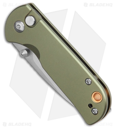 CJRB Cutlery Mica Button Lock Knife Green Aluminum (2.4" Satin AR-RPM9)