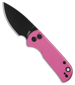 CJRB Cutlery Mica Button Lock Knife Pink Aluminum (2.4" Black AR-RPM9)