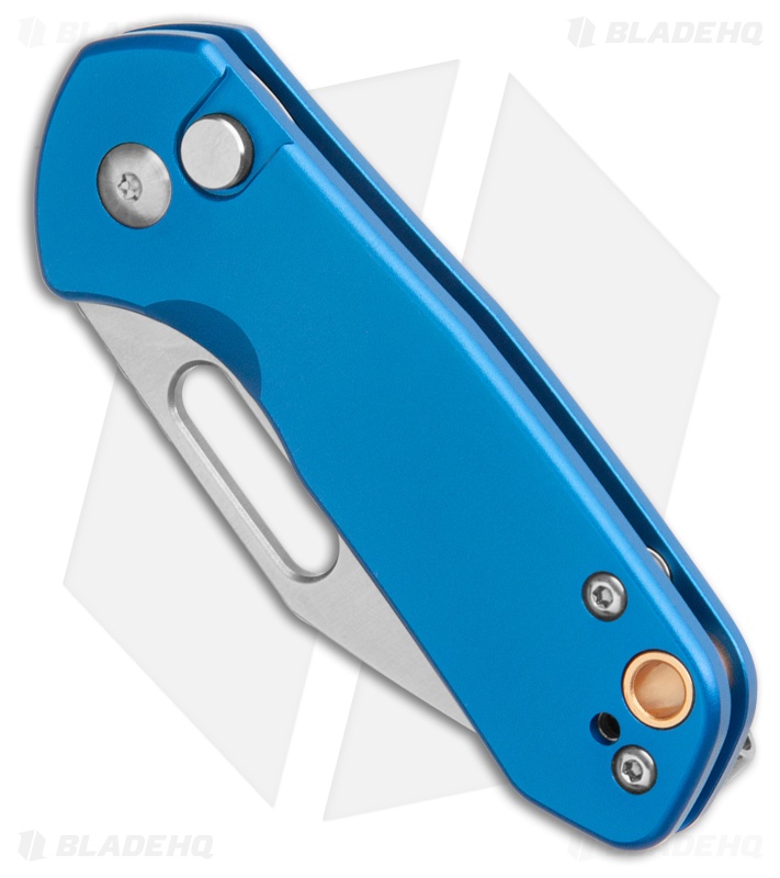 CJRB Mini Pyrite Button Lock Knife Blue Aluminum (2.2" Satin AR-RPM9)