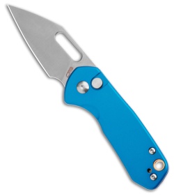 CJRB Mini Pyrite Button Lock Knife Blue Aluminum (2.2" Satin AR-RPM9)