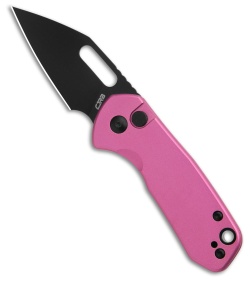 CJRB Mini Pyrite Button Lock Knife Pink  Aluminum (2.2" Black AR-RPM9)