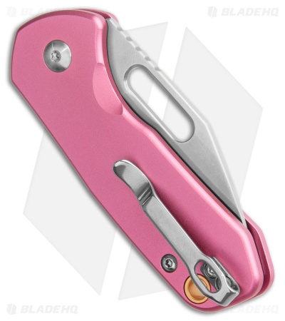 CJRB Mini Pyrite Button Lock Knife Pink Aluminum (2.2" Satin AR-RPM9)
