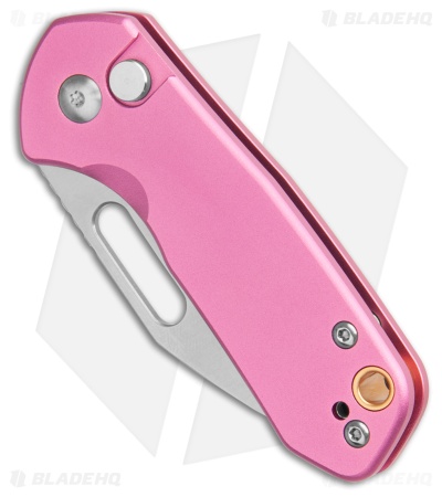 CJRB Mini Pyrite Button Lock Knife Pink Aluminum (2.2" Satin AR-RPM9)