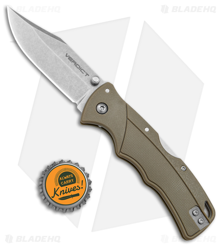 Cold Steel Verdict Clip Point Tri-Ad Lock Knife FDE GFN (3" Stonewash)