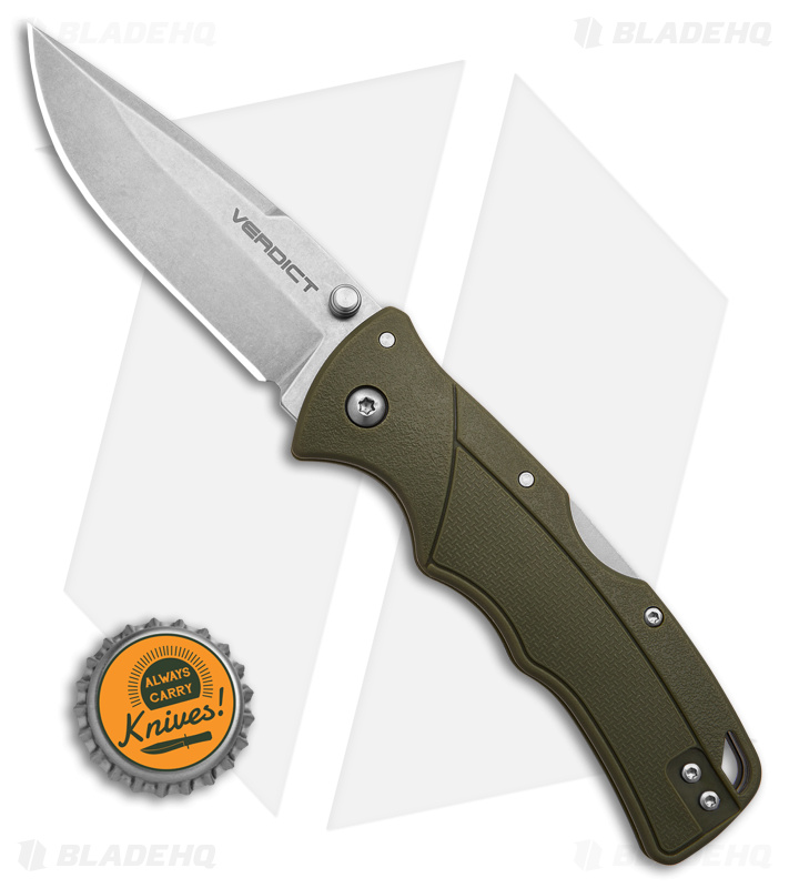 Cold Steel Verdict Tri-Ad Lock Knife Spear Point | OD Green - Blade HQ