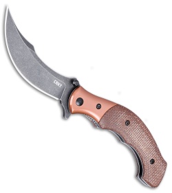 CRKT Ritual Compact Assisted Opening Knife Brown Micarta (3.3&quot; Black SW) | 207220