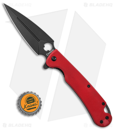 Daggerr Knives Arrow Liner Lock Flipper Knife Red G-10 (3.9" Black SW D2)