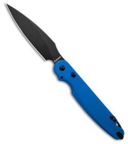 Daggerr Knives Parrot Button Liner Lock Knife Blue G-10 (4.75" Black Stonewash)