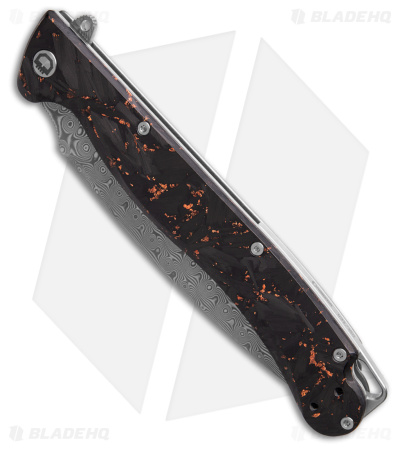 Daggerr Knives Vendetta 2.0 Frame Lock Knife Black/Gold CF (5" Damascus)