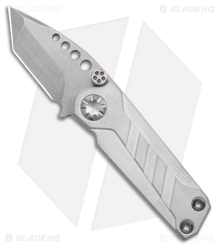 EOS Prawn Tanto Friction Folder Knife Raw Titanium (2.1" Satin D2)