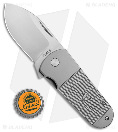 Finch Buffalo Tooth Frame Lock Knife Jigged Titanium (2.8" Satin)