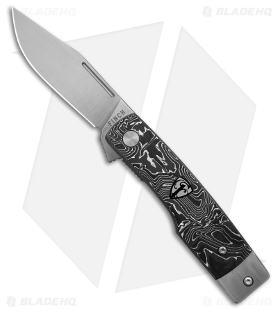 Finch Knife Co. Hatfield Flipper Knife Silver Sonic Carbon Fiber (2.75" Satin)