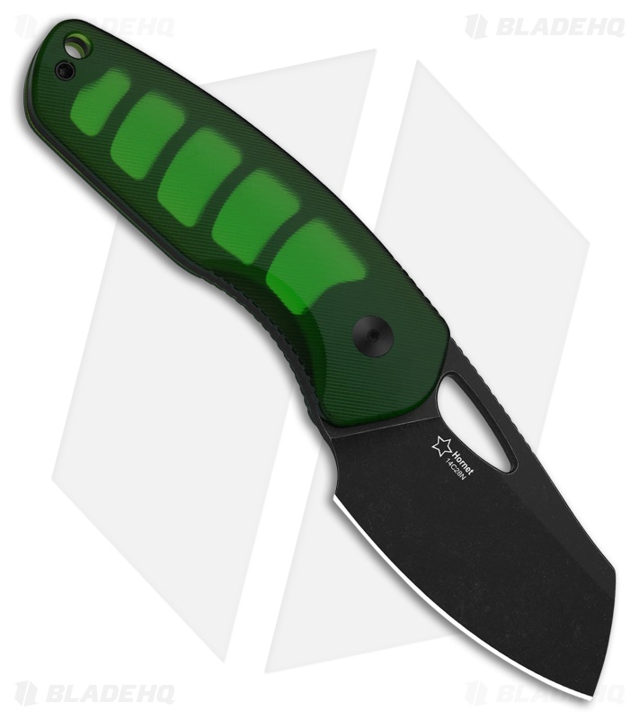 Kizer Hornet Fixed Blade Knife Green Acrylic (2.5" Black PVD & Stonewashed)