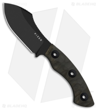 Kizer Rook Fixed Blade Knife Black Richlite (3.1" Black 10V) 1090A1