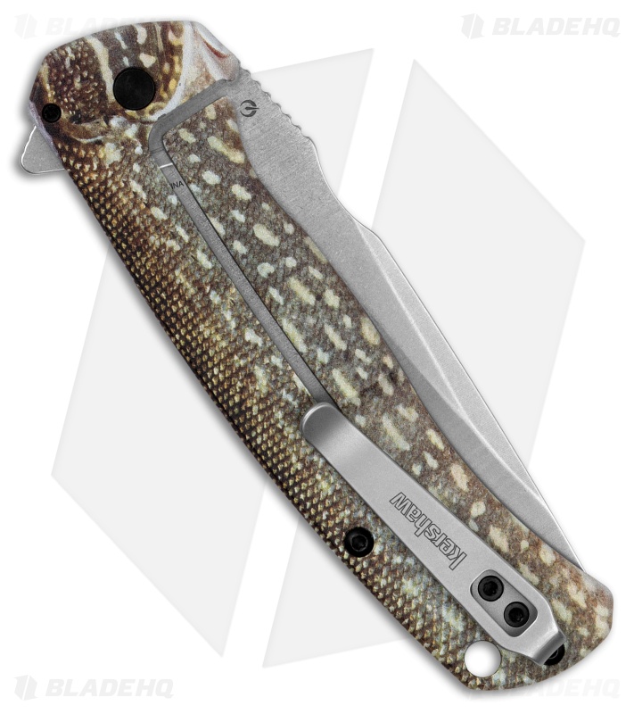 Kershaw Scour Frame Lock Assisted Knife Northern Pike Print Steel (3.4" SW) 