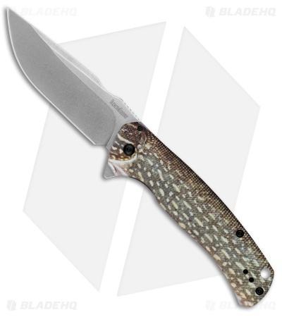 Kershaw Scour Frame Lock Assisted Knife Northern Pike Print Steel (3.4" SW) 