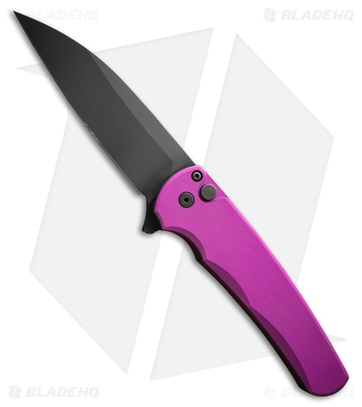 Pro-Tech Malibu Wharncliffe Button Lock Knife Smooth Purple Al (3.25" DLC)