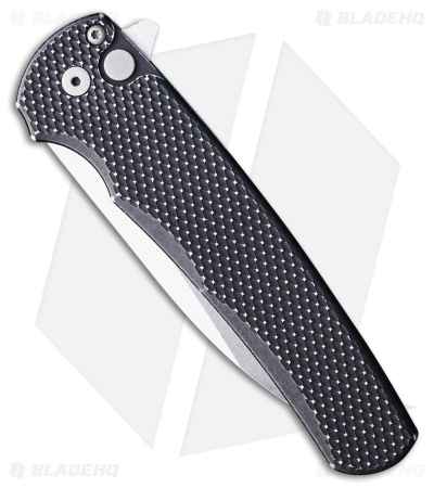 Pro-Tech Malibu Wharncliffe Button Lock Knife Textured Battleworn BLK (3.25" SW)
