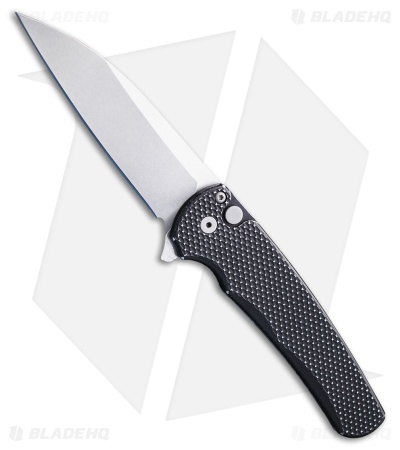 Pro-Tech Malibu Wharncliffe Button Lock Knife Textured Battleworn BLK (3.25" SW)