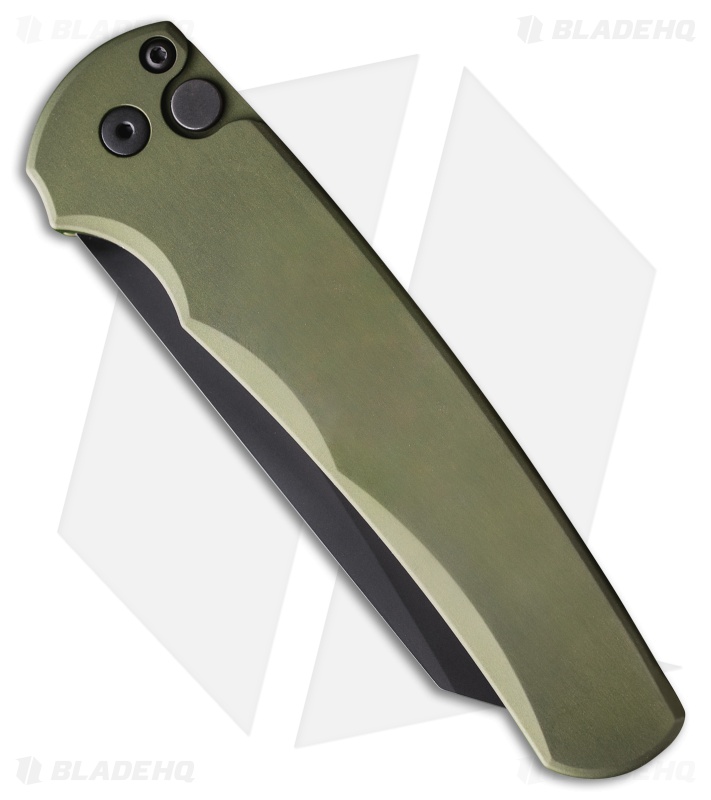 Pro-Tech Malibu Reverse Tanto Button Lock Knife Smooth Green Al (3.25" DLC)