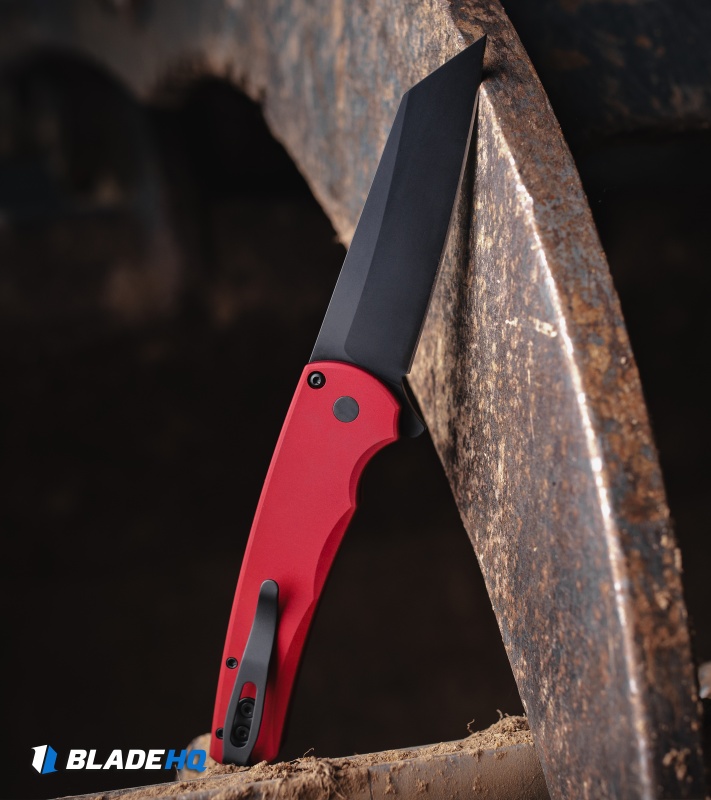 Pro-Tech Malibu Reverse Tanto Button Lock Knife Solid Red Aluminum (3.25" DLC)