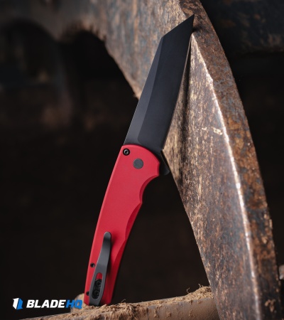 Pro-Tech Malibu Reverse Tanto Button Lock Knife Solid Red Aluminum (3.25" DLC)