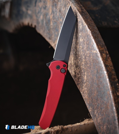 Pro-Tech Malibu Reverse Tanto Button Lock Knife Solid Red Aluminum (3.25" DLC)