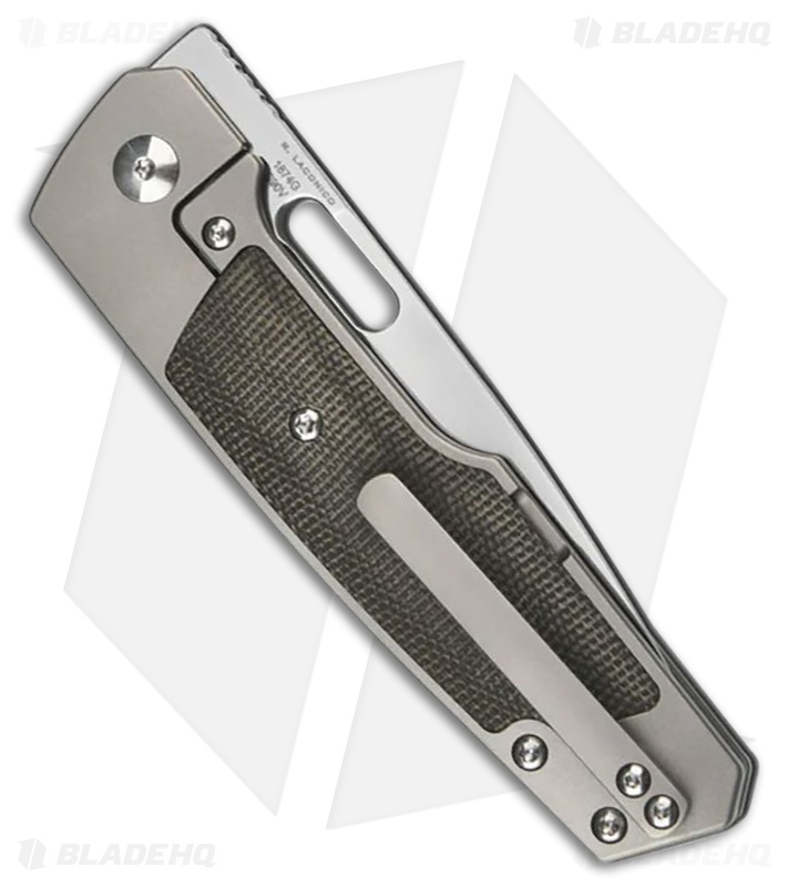 Artisan Gambit Rook Frame Lock Knife Gray Ti/OD Green Micarta (3.5" Sandblast)