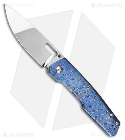 Artisan Gambit King Frame Lock Knife Full Timascus (3.5" Mirror Polish S90V)