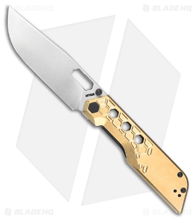 Artisan Cutlery Beest Liner Lock Knife Brass (3.7" SW AR-RPM9)