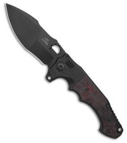 AdV Mini Alpha Flipper Knife Black Ti + Black/Red CF Inlays (3.6" Black)