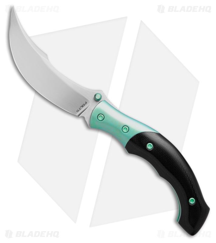 Alan Folts Rite Liner Lock Knife Black G-10 + Turquoise Titanium (3" Satin)