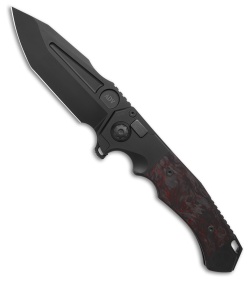 Andre de Villiers Ronin Button Lock Knife Black Ti + Black/Red CF (4.05" Black)
