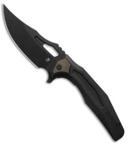 Arcane Design The Crypt Liner Lock Knife Black Titanium W/ Bronze  (3.75" Black)