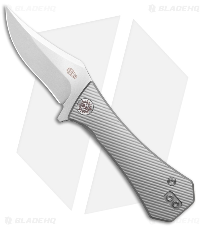 Auxiliary Manufacturing Pocket Bowie Frame Lock Knife Milled Ti (3" Satin)