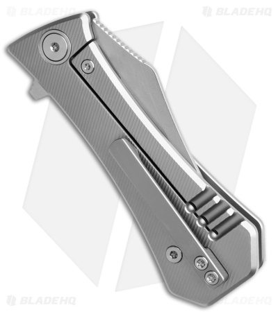 Auxiliary Manufacturing Pocket Bowie Frame Lock Knife Milled Ti (3" Satin)