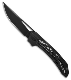 Avian Knives Topaza Frame Lock Knife Black Stonewash Ti (3.2" Black PVD)