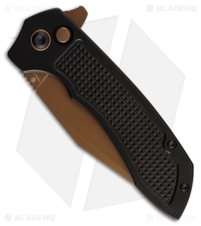 Tenable Knives Entity Button Lock Knife Black Checkered Al (3.5" Rose Gold)