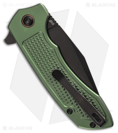 Tenable Knives Entity Button Lock Knife Dark Green Checkered Al (3.5" Black SW)