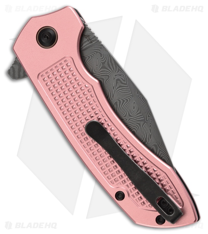 Tenable Knives Entity Button Lock Knife Rose Gold (3.5" Water Ripple Damascus)