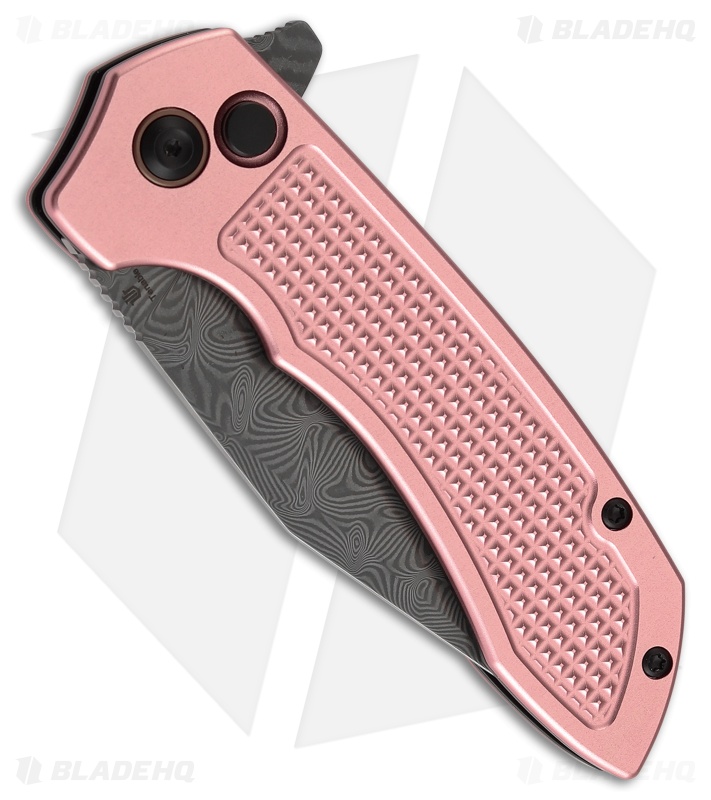 Tenable Knives Entity Button Lock Knife Rose Gold (3.5" Water Ripple Damascus)