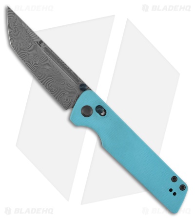 Tenable Knives Anomaly Tanto Crossbar Knife Blue G-10 (3.1" Damascus)