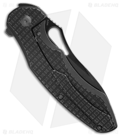 Kansept Knives Echis Frame Lock Knife Blackwashed Frag Titanium (3.5" Black SW)